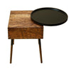 21.5 Inch Wooden End Table with Round Metal Tray and 1 Drawer Brown and Black By The Urban Port UPT-238071