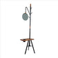 Standing Metal Coat Rack with Conjoined Mirror and Wooden Desk, Brown and Black By The Urban Port
