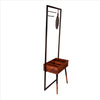 Standing Metal Coat Rack with Conjoined Mirror and 1 Drawer Desk Brown and Black By The Urban Port UPT-238073