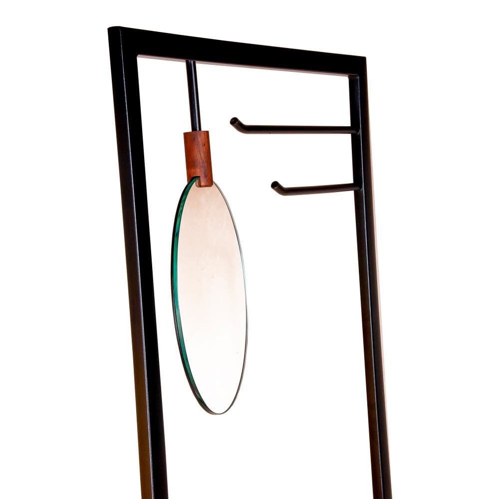 71 Inch Metal Coat Stand with Mirror and 1 Drawer Brown and Black By The Urban Port UPT-238073
