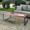 48 Inch Wooden Coffee Table with Double Metal Sled Base, Brown and Black By The Urban Port