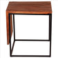 21 Inches Salvaged Design Solid Wood Industrial End Table with Metal Base Brown and Black By The Urban Port UPT-238075