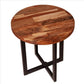 18 Inches Round Solid Wood End Table with X Shape Metal Base, Brown and Black By The Urban Port