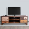 57 Inch 4 Drawer Mango Wood Media Console Cabinet, 1 Door, 2 Compartments, Brown By The Urban Port