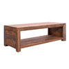 Rough Hewn Saw Textured Wooden Coffee Table with Open Bottom Shelf Brown By The Urban Port UPT-238084