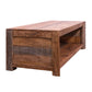 Rough Hewn Saw Textured Wooden Coffee Table with Open Bottom Shelf Brown By The Urban Port UPT-238084