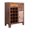 35 Inch 3 Drawer Wooden 15 Bottle Wine Accent Cabinet with 1 Door Storage Brown By The Urban Port UPT-238087