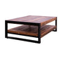 Rectangular Rustic Wooden Coffee Table with Planked Bottom Shelf Multicolor By The Urban Port UPT-238091