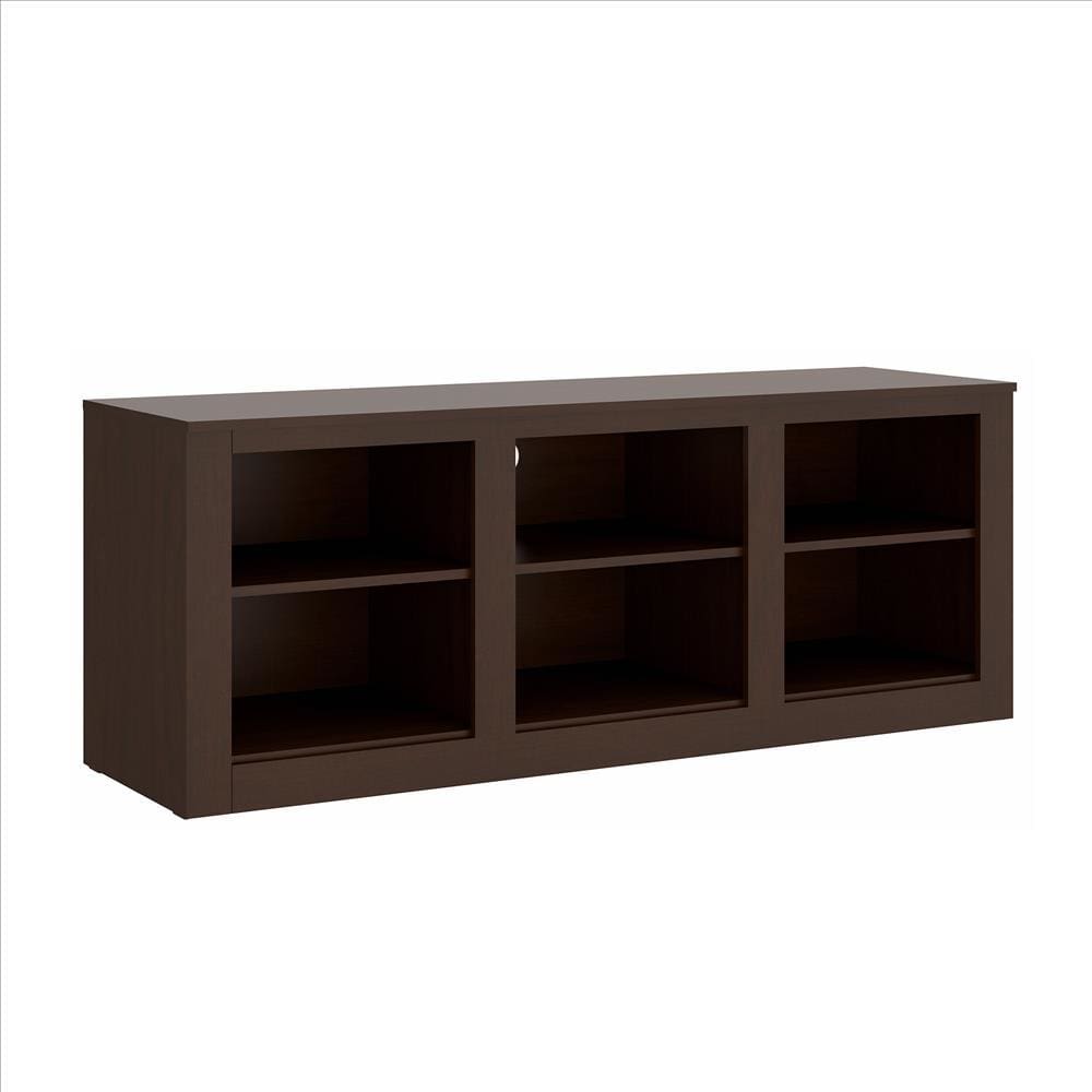 59 Inch Rectangular TV Stand with 6 Open Compartments Tobacco Brown By The Urban Port UPT-238269