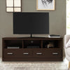 59 Inch Wooden TV Stand with 2 Drawers and 3 Open Compartments, Tobacco Brown By The Urban Port
