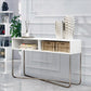 Wooden Console Table with 2 Open Compartments and Metal Frame, White and Chrome By The Urban Port