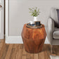 Bon 22 Inch Artisanal End Side Table, Multifaceted Solid Acacia Wood, Octagon Top, Warm Brown By The Urban Port