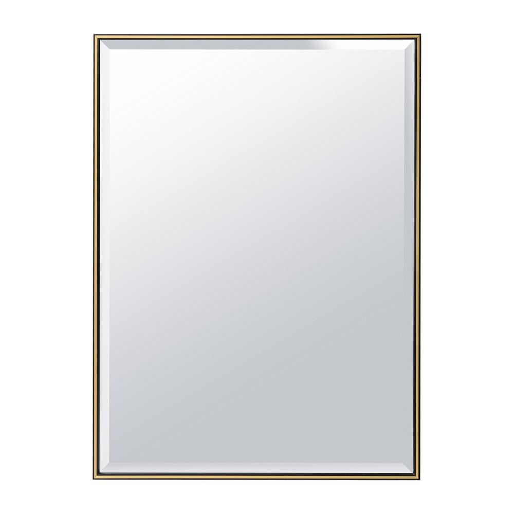 28 Inch Beveled Metal Frame Rectangular Wall Mirror Black Gold Accent By The Urban Port UPT-238453