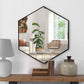 24 Inch Hexagon Modern Geometric Hanging Accent Wall Mirror, Metal Frame, Black By The Urban Port