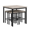 36 Inch 5 Piece Counter Height Dining Table and Stool Set Square Wood Top Iron Frame Gray Black By The Urban Port UPT-238485