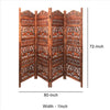 Traditionally Wooden Carved 4 Panel Room Divider Screen With Intricate Cutout Details Brown By The Urban Port UPT-238486