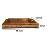 Rectangular Farmhouse Wooden Tray with Rivets Accent and Metal Trim Brown By The Urban Port UPT-242013