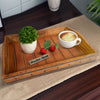 Rectangular Farmhouse Wooden Tray with Rivets Accent and Metal Trim, Brown By The Urban Port