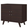 35 Inch Wooden Multipurpose Storage Cabinet with 4 Doors and Angled Legs Dark Brown By The Urban Port UPT-242347