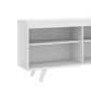 58 Inch Handcrafted Wood TV Media Entertainment Center Console 4 Open Compartments Angled Legs White By The Urban Port UPT-242349