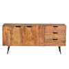 63 Inch Wooden 2 Door Sideboard with 3 Drawers and Cutout Pulls Brown By The Urban Port UPT-242819