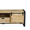 63 Inch Wooden Industrial TV Cabinet with Barn Style Sliding Doors Brown and Black By The Urban Port UPT-242822