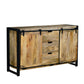 59 Inch 3 Drawer Wooden Sideboard with Barn Style 2 Sliding Doors Brown and Black By The Urban Port UPT-242825
