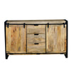 59 Inch 3 Drawer Wooden Sideboard with Barn Style 2 Sliding Doors Brown and Black By The Urban Port UPT-242825