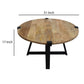 31 Inch Round Wooden Coffee Table Metal Frame X Base Grains Brown Black By The Urban Port UPT-247103