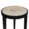 22 Inch Round Wooden Side Table with Tapered Tripod Base Brown and Black By The Urban Port UPT-247105