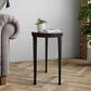 22 Inch Round Wooden Side Table with Tapered Tripod Base, Brown and Black By The Urban Port