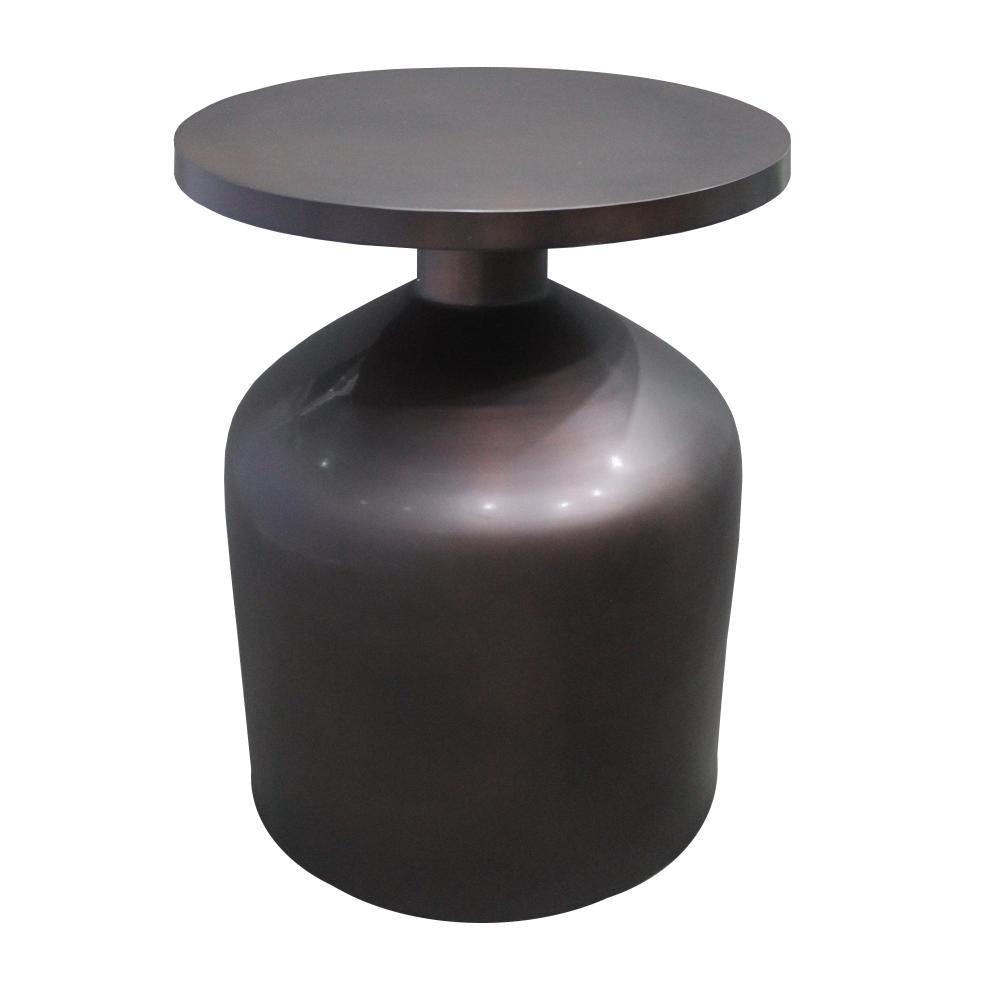 24 Inch Metal Frame End Table with Round Top and Bottle Shape Base Garnet Red By The Urban Port UPT-247182