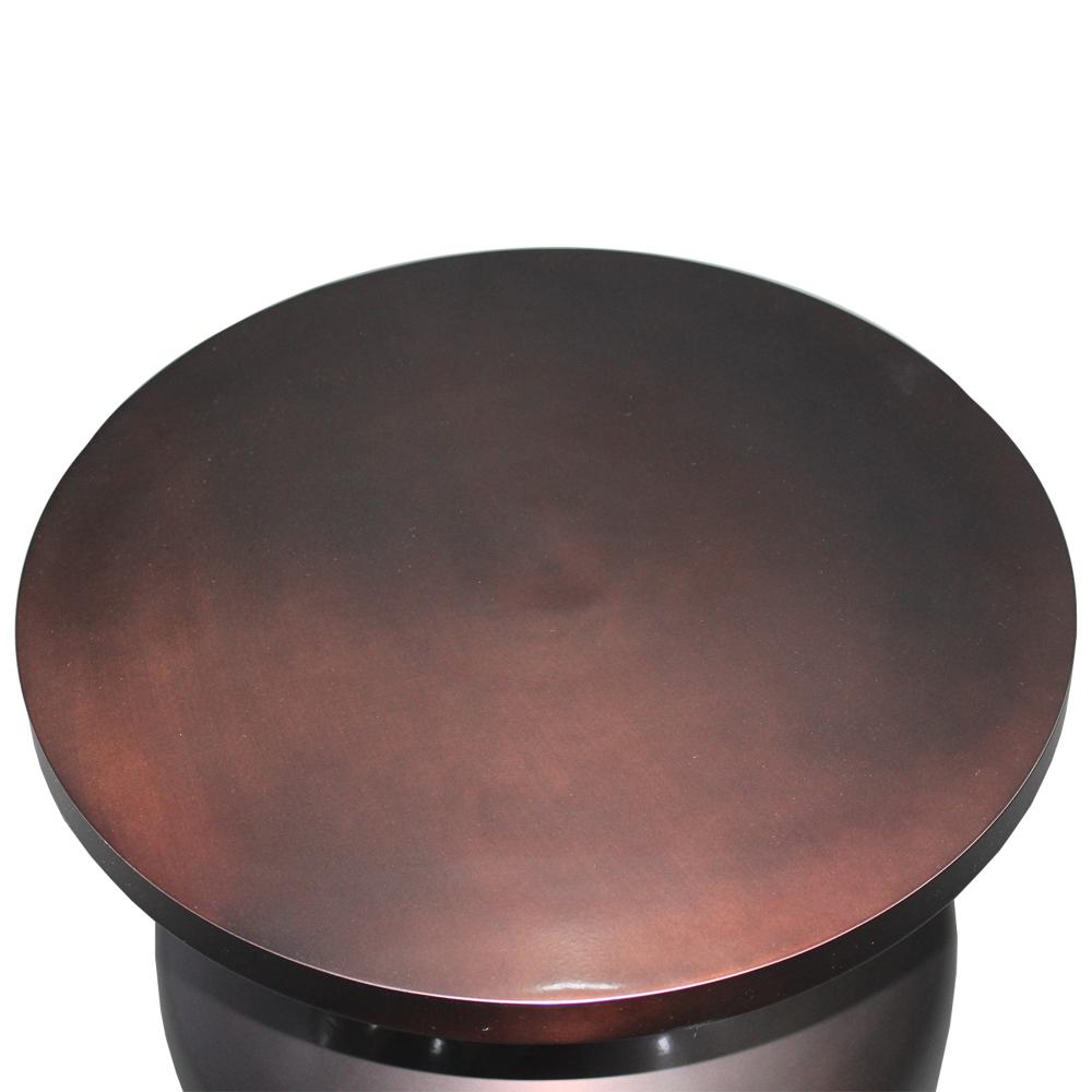 24 Inch Metal Frame End Table with Round Top and Bottle Shape Base Garnet Red By The Urban Port UPT-247182