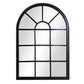52 Inch Wood Wall Hanging Mirror Window Pane Design Arched Top Black By The Urban Port UPT-247268