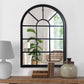 52 Inch Wood Wall Hanging Mirror Window Pane Design Arched Top Black By The Urban Port UPT-247268