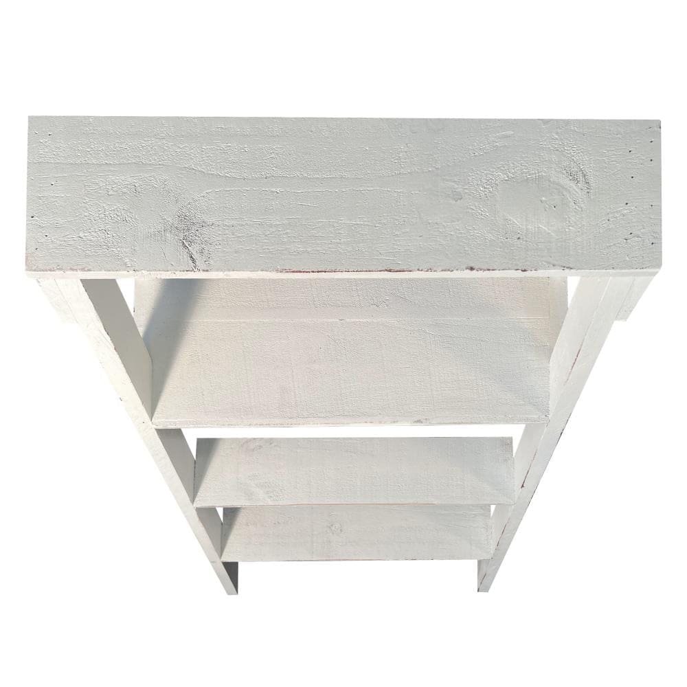 27 Inch Wooden Ladder Bookshelf 4 Tier Open Shelving Weathered White By The Urban Port UPT-248007