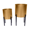 18 14 Inch Round Indoor Planter Iron Stand Set of 2 Rose Gold and Black By The Urban Port UPT-248042