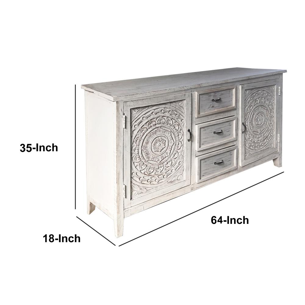 Farmhouse Sideboard with 2 Doors and 3 Drawers Antique White By The Urban Port UPT-248142
