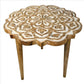 Wooden Side Table with Floral Carved Top and Tripod Base Antique Brown By The Urban Port UPT-248149