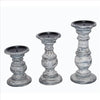 Wooden Candleholder with Turned Pedestal Base Set of 3 Distressed White and Black By The Urban Port UPT-249271