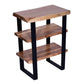20 Inches Industrial End Side Table with Artisinal Live Edge Wood Metal Legs Brown Black By The Urban Port UPT-250418