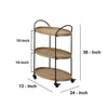 23 Inch Wood Bar Cart with 3 Tier Storage Trays and Metal Frame Brown By The Urban Port UPT-250424