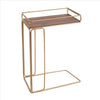 C Shaped Side Table with Metal Frame Brown and Gold By The Urban Port UPT-250426