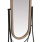 64 Inch Tall Adjustable Floor Mirror with Oval Carved Wood Frame and Metal Stand Brown By The Urban Port UPT-250428