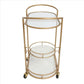 3 Tier Rolling Cart with Tubular Metal Frame and Marble shelves Gold By The Urban Port UPT-250429