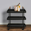 3 Tier Bar Cart with Tray Shelves, Metal Frame, and Raised Edges, Black By The Urban Port