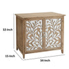 Wooden Storage Cabinet with 2 Doors and Floral Mirror Trim Brown By The Urban Port UPT-250433