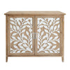 Wooden Storage Cabinet with 2 Doors and Floral Mirror Trim Brown By The Urban Port UPT-250433