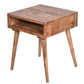 24 Inch Farmhouse Wooden Square End Table with Open Compartment Oak Brown By The Urban Port UPT-250803