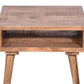 24 Inch Farmhouse Wooden Square End Table with Open Compartment Oak Brown By The Urban Port UPT-250803